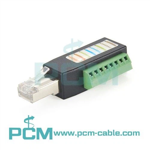 RJ45 gason pou 8 pozisyon bò tèminal blòk adaptè