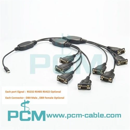 8 Port Pwofesyonèl RS-232 USB 2.0 nan Adaptè Seri