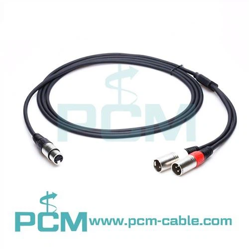 Y-plon 5 Pin XLR Fi Pou Doub 3 Pin XLR Gason