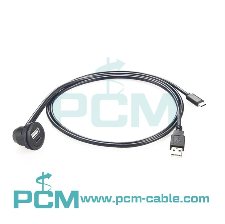 Left Angle USB C ak USB A Flush Mount Kab