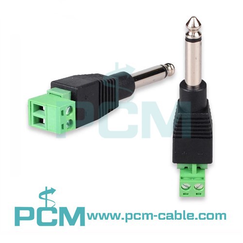 6.35mm Stereo Audio Mono 2 Vis Tèminal Microphone Balum Adaptè