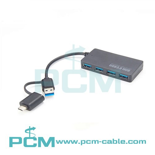 Gwo vitès {{0}}Port USB 3.0 Hub ak USB 3.0 A to C adaptè