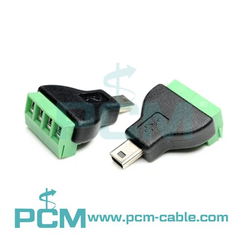 Mini USB Jack a 4 Pin blòk Tèminal Connector Adaptè