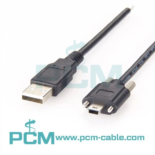 USB 2.0 Kalite-A Pou Mini-B Kab ak Vis Locking