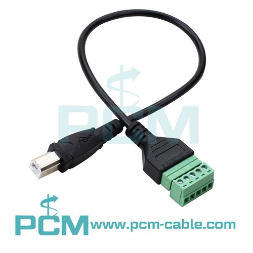 USB 2.0 Kalite-B Gason 90 degre 5 -PIN Vis tèminal kab