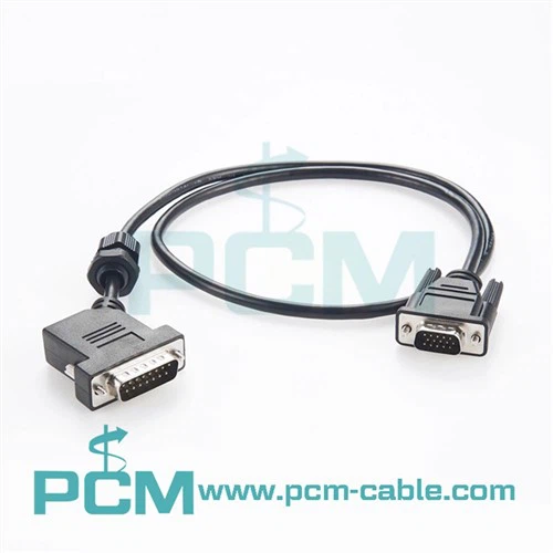 VGA ki monitè kè bebe kab 45 degre Angled DB15 pou VGA kab