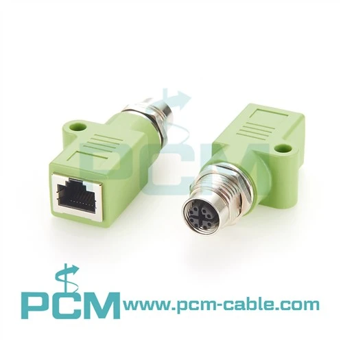 Endistriyèl M12 pou RJ45 Ethernet ak EtherCat Pane Mountable Adapter
