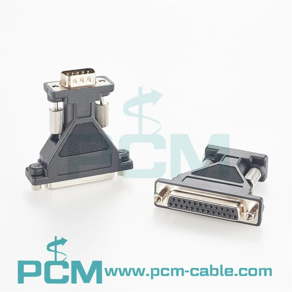 DB25 Fi pou DB9 Gason RS232 adaptè