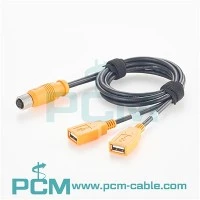 M12 Yon Kòd 8 PIN nan Doub USB A Kab